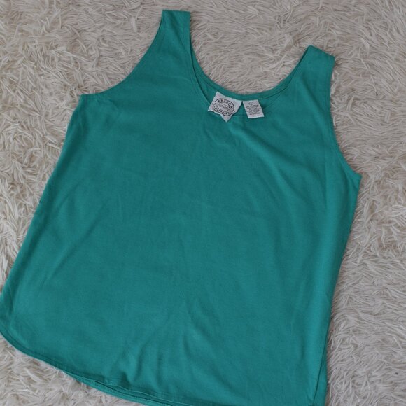 Vintage 80s Green Cotton/Poly Tank Top‎ | size L - Picture 12 of 12